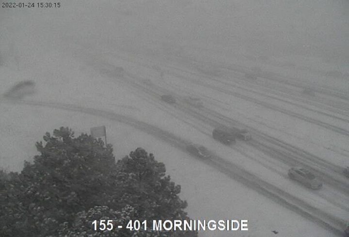 Highway 401 at Morningside Avenue Monday around 3:30 p.m.