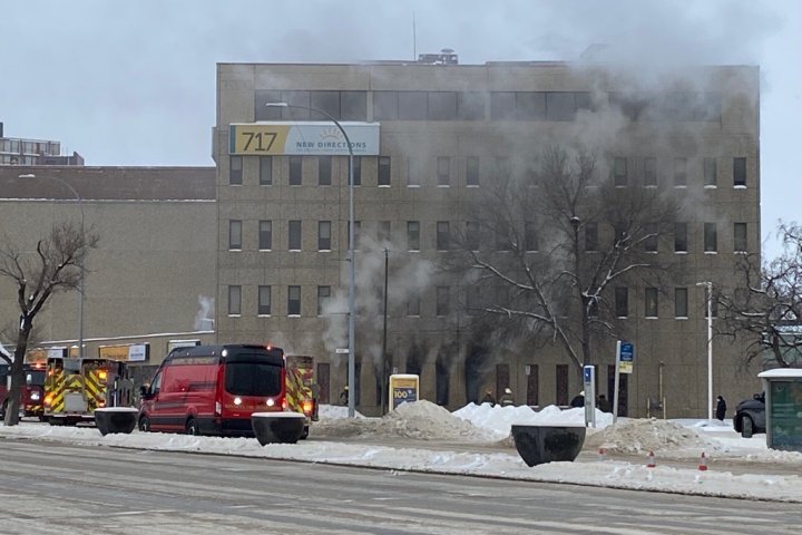 Winnipeg fire crews battle blaze at New Directions building on Portage Avenue