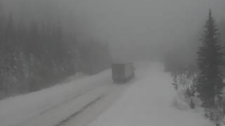Weather conditions along Strawberry Pass on Highway 3, 15 kilometres north of Rossland, on Friday, Jan. 14, 2022.