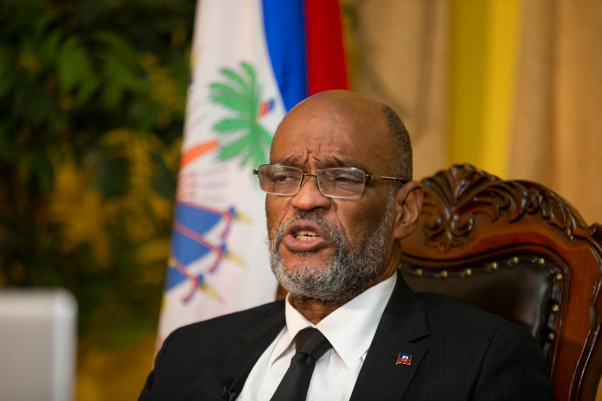 Haiti's Prime Minister Ariel Henry speaks during an interview with the Associated Press at his private residence in Port-au-Prince, Tuesday, Sept. 28, 2021. (AP Photo / Joseph Odelyn).