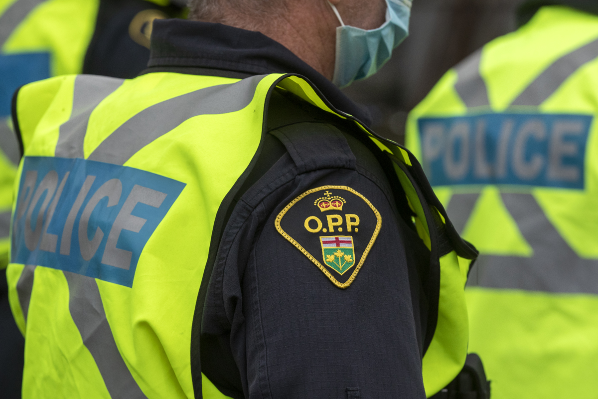 FILE image of an Ontario Provincial Police officer's shoulder badge.