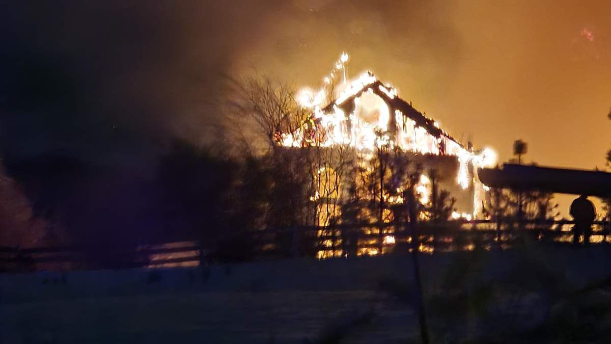 Another view of Friday night’s house fire in Coldstream, B.C.