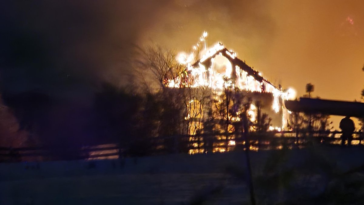 Another view of Friday night's house fire in Coldstream, B.C.