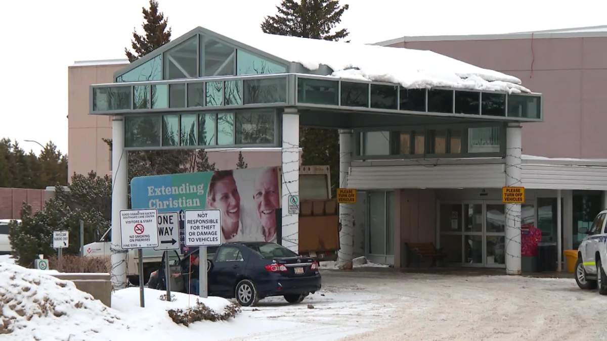 An Alberta Health Services EMS vehicle outside the Good Samaritan Southgate Care Centre in Edmonton, Alta. on Tuesday, January 25, 2022.