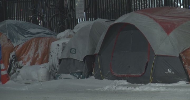 Tents moved outside Calgary homeless shelter as outreach groups field cold weather calls