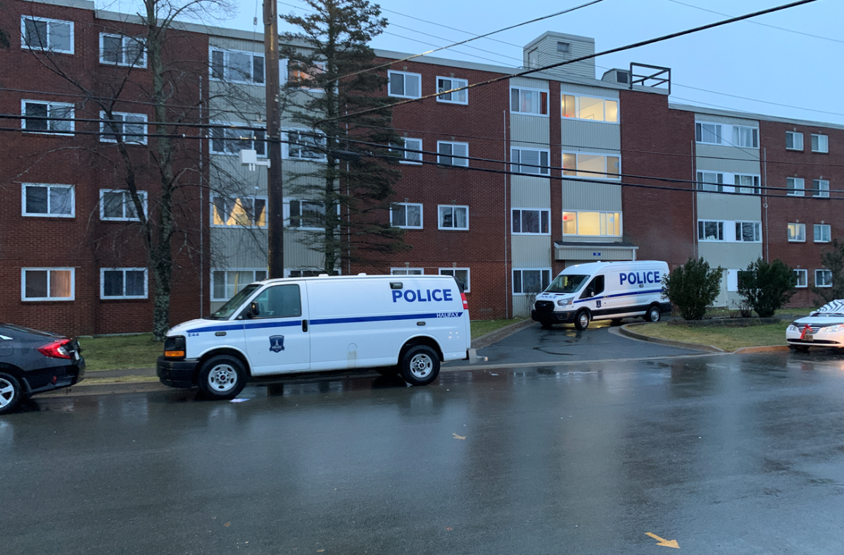 Halifax police attend the scene of a stabbing in Dartmouth on Thursday, Jan. 6.
