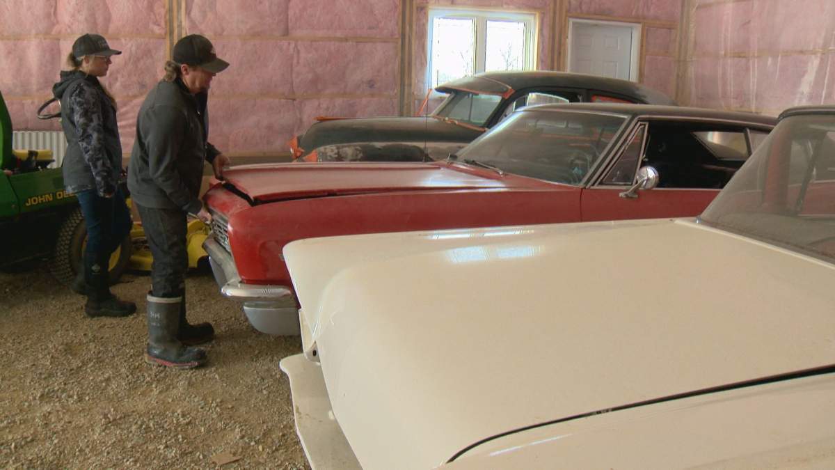 The De Smets in their Lehigh, Alta., garage.