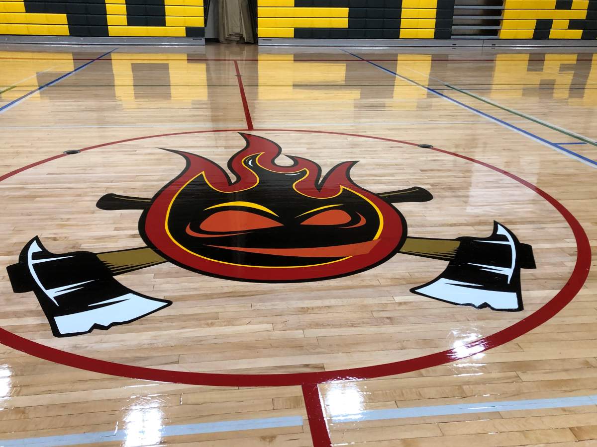 A B.C. high school is retiring its logo and mascot named ‘Hot Spot,’, as shown in this handout image, after devastating wildfires in neighbouring communities cast them in a different light.