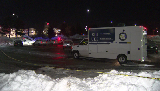 The scene of an officer-involved shooting near Fairburn Drive and Highway 7 in Markham.
