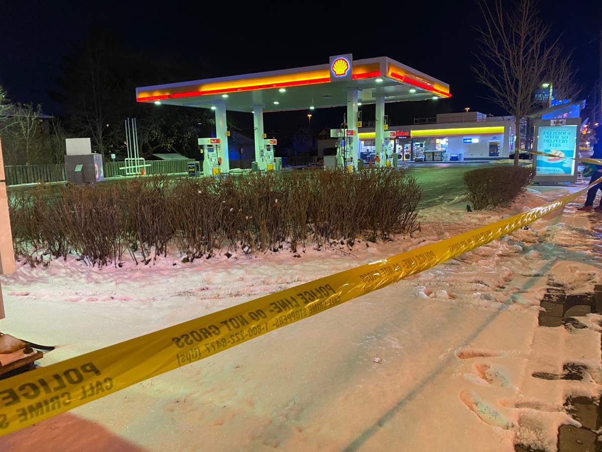 A photo of the shooting scene near Weston Road and Highway 401.