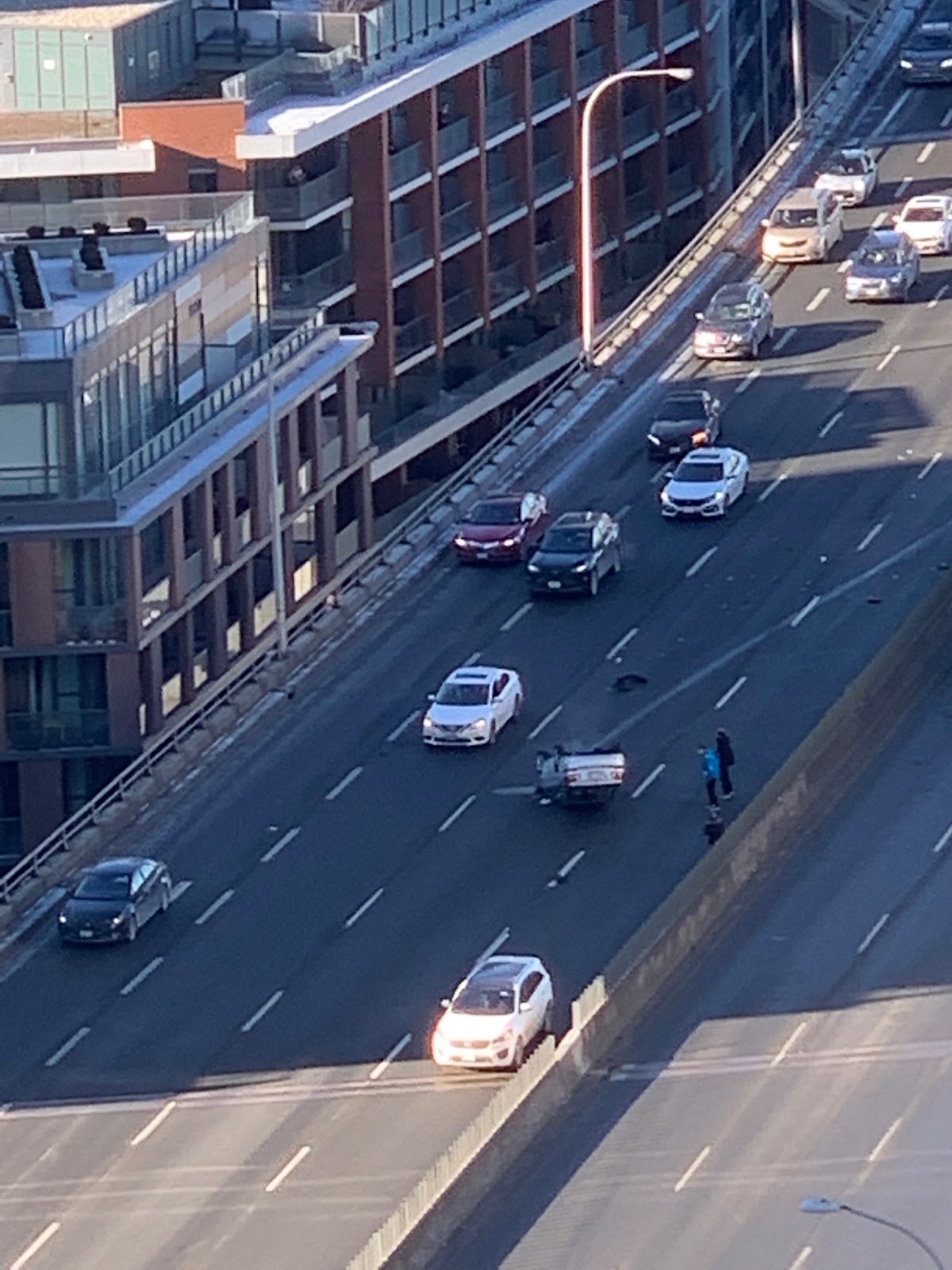 Toronto Police say a man in his 70s has been taken to hospital as a precaution after receiving reports of a vehicle rollover on the Gardiner Expressway on Sunday.