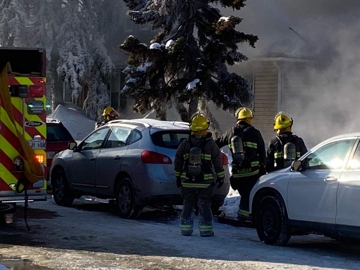 Firefighters on scene at the Young Street fire.