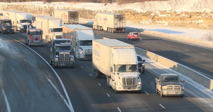 Trucker convoy leaves Kingston heading for weekend rally in Ottawa