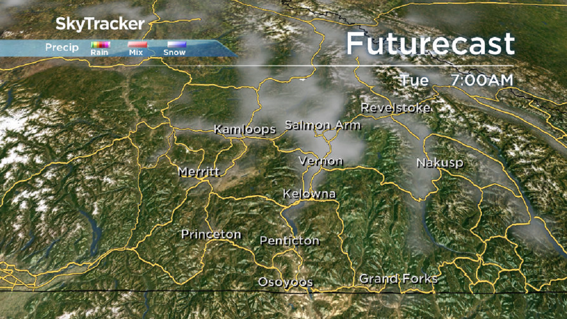 Morning valley cloud continues to linger in the Okanagan through the week.