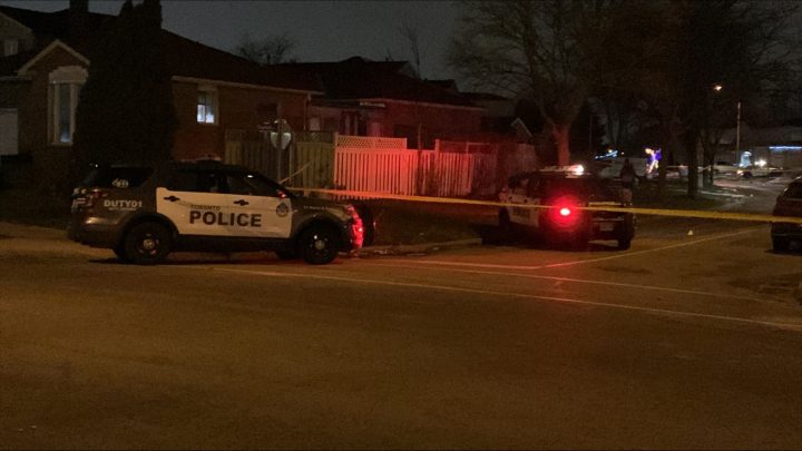 Police at the scene of a shooting in the area of Morningside Avenue and Sewells Road on Wednesday.