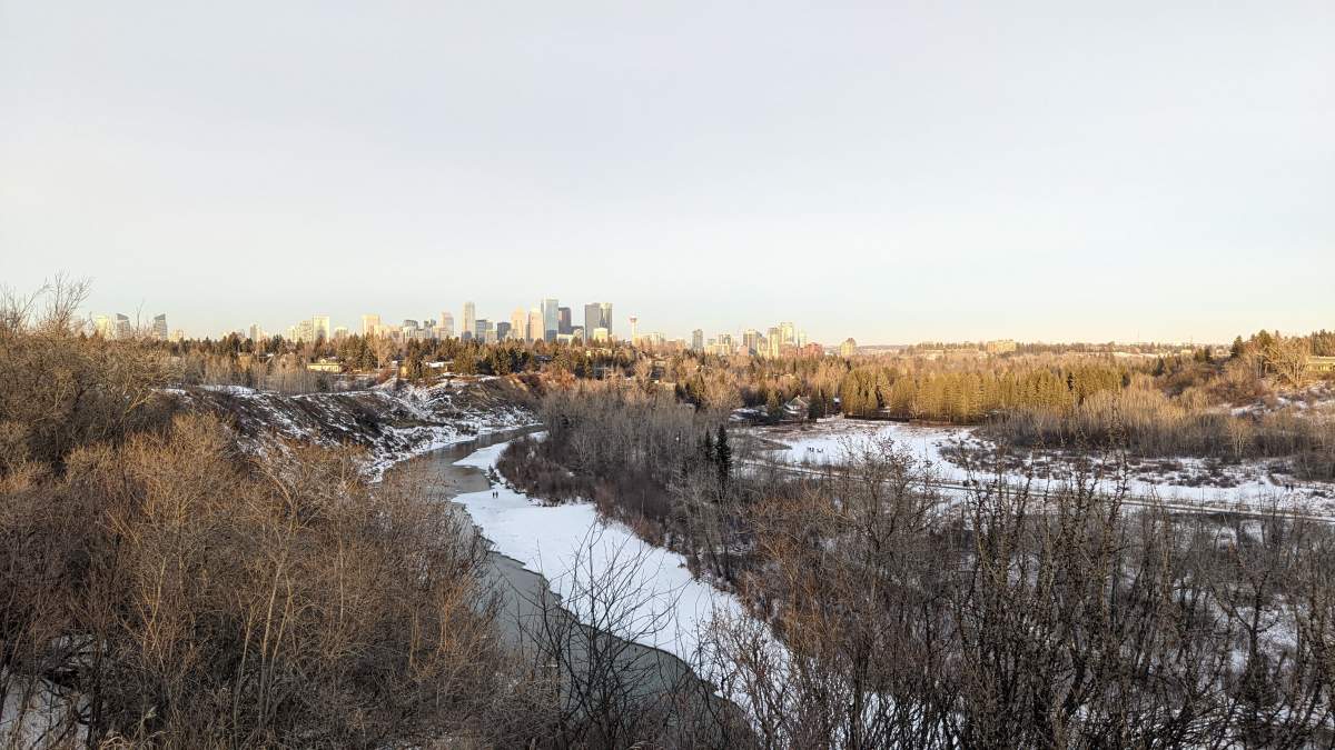 Calgary landscape at Sandy Beach in winter.