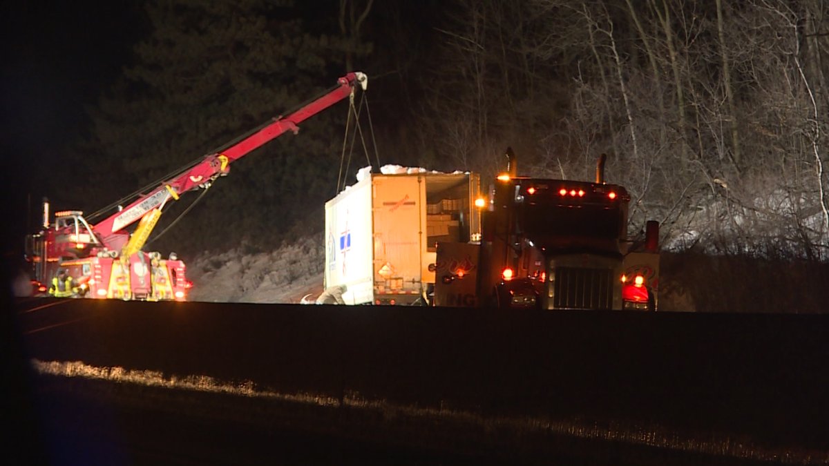 A transport truck driver was pronounced dead at the scene of a single vehicle collision on Highway 401 through Kingston, Ont. on Thursday.