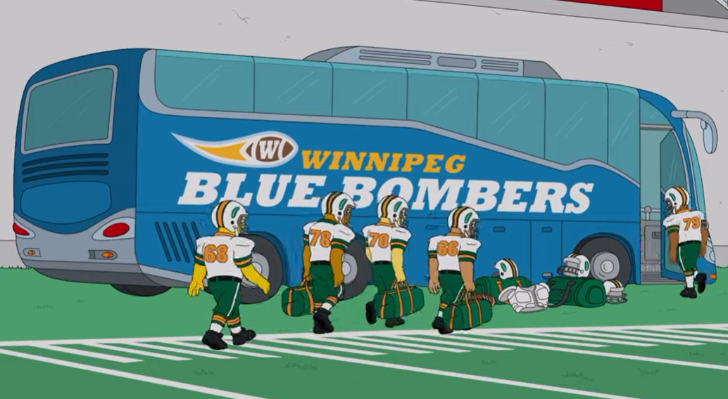 The Winnipeg Blue Bombers were referenced in a recent episode of 'The Simpsons.'.