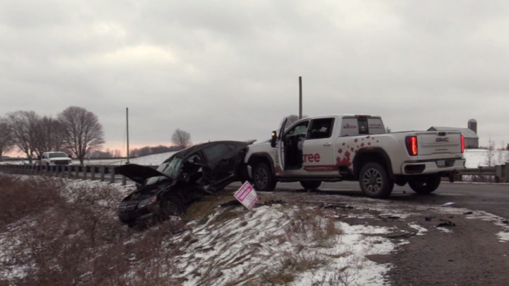 The scene of the crash in Clarington, Ont., on Tuesday.