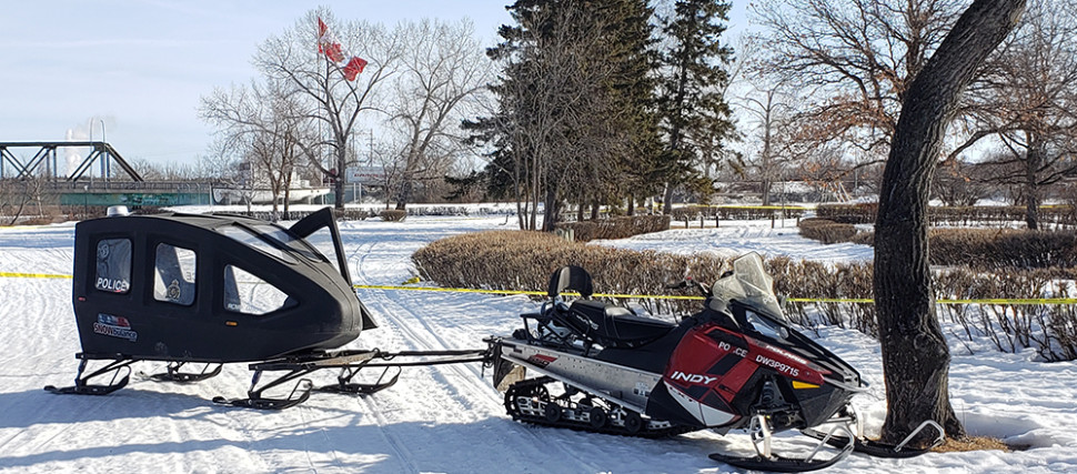 An RCMP snowmobile used in the rescue.