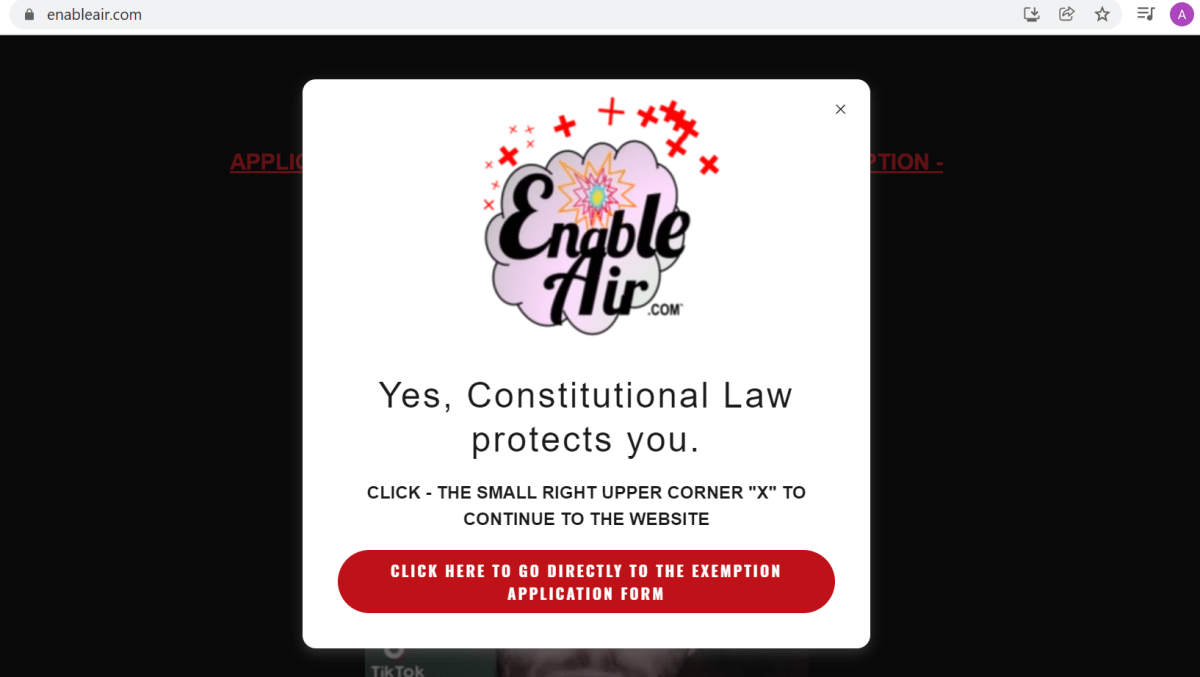 Enable Air landing page