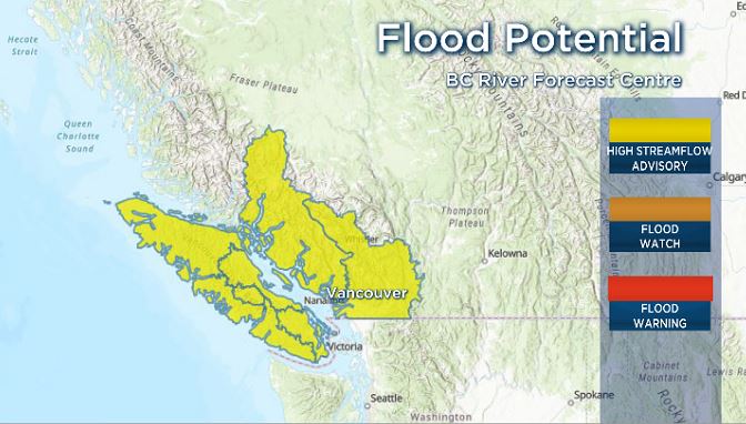 New B.C. flood concerns amid inbound rainstorms and low-elevation snowpack - image