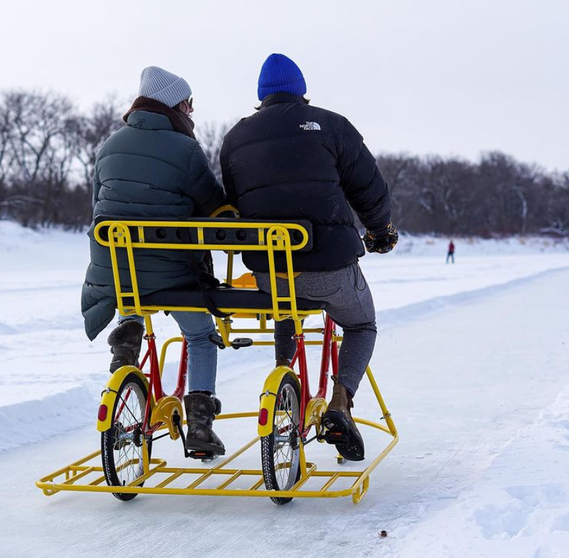 A tandem Ice Cycle on the river.