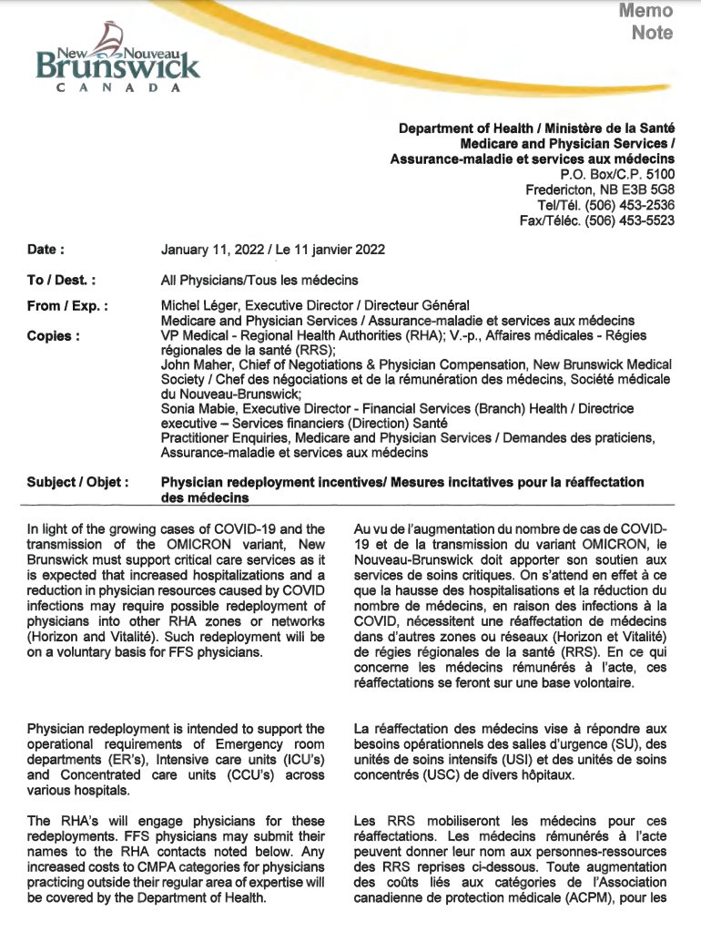 N.B. doctors asked to redeploy as Omicron strains health system - image