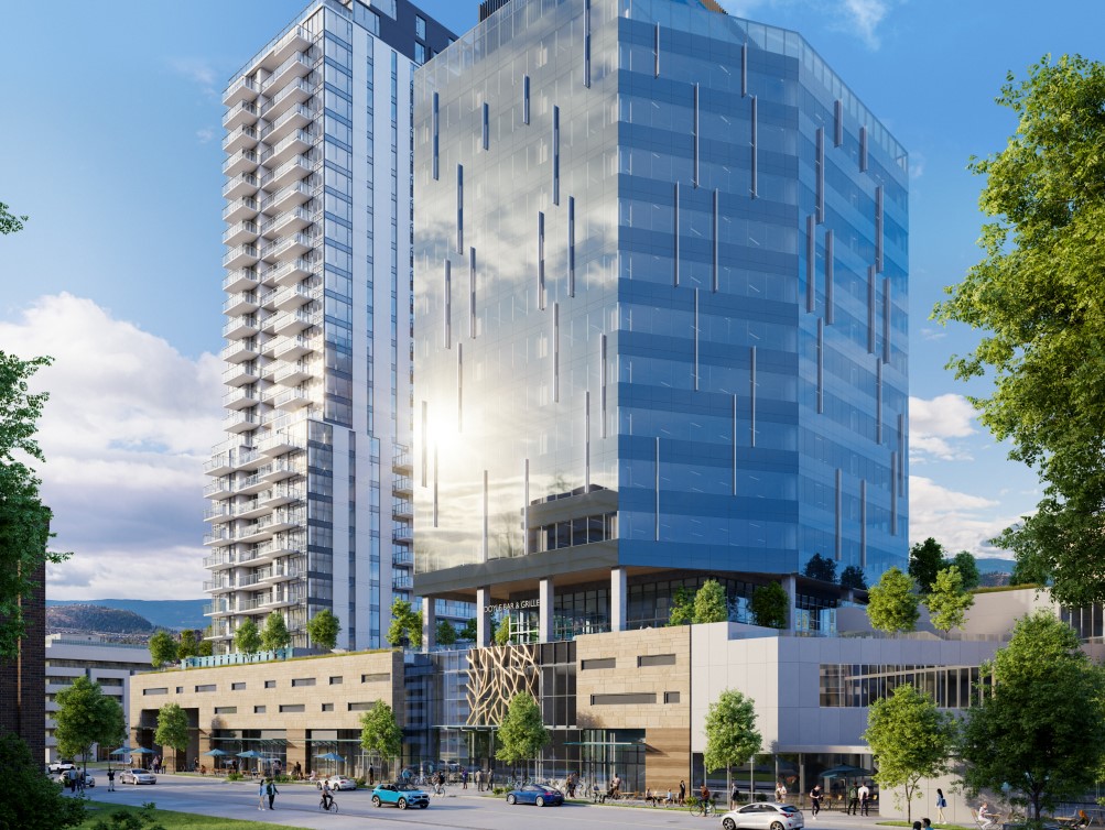 Mission Group submitted to the City of Kelowna detailed designs for a 30 storey residential tower and a 16 storey office tower at 550 Doyle Ave.