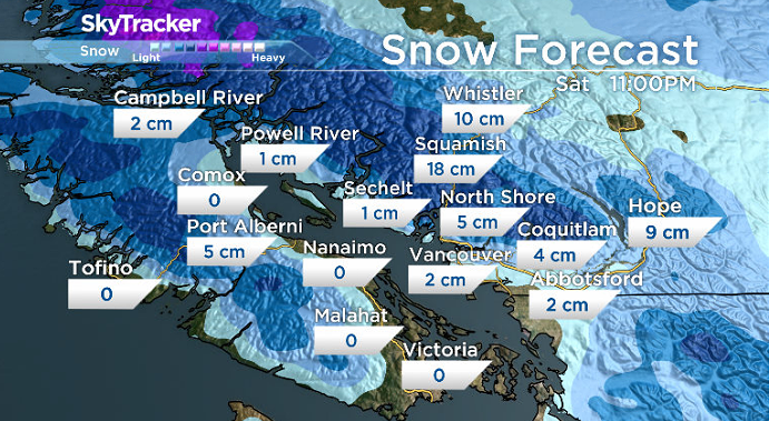 More snow possible for Metro Vancouver, Sea to Sky on Saturday – BC