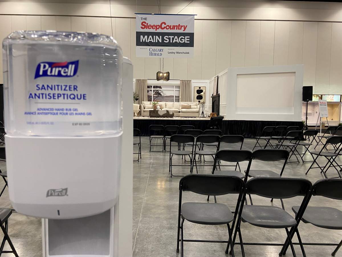 Sanitizing station at Calgary Renovation Show.