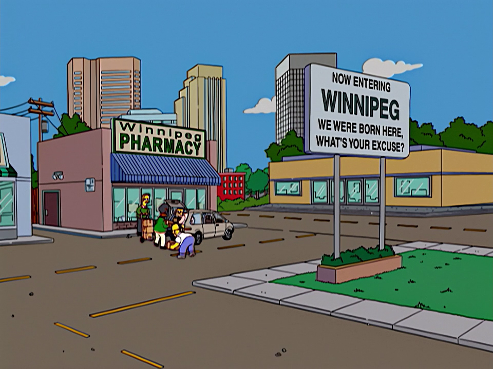 The Simpsons visited Winnipeg in 2005.
