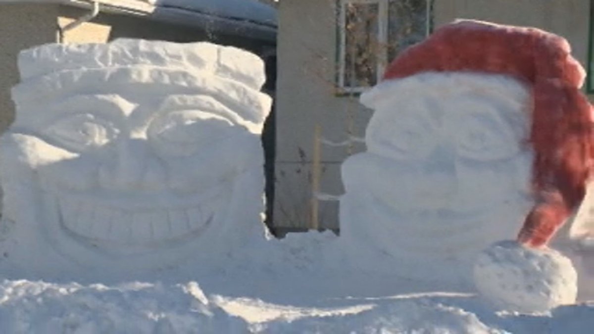Regina man hopes to make others smile with his smiling snow sculptures. 