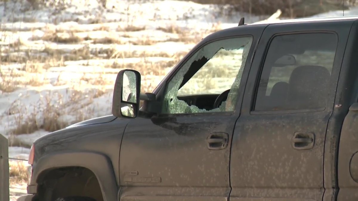 Calgary police are investigating after this stolen truck was found with bullet holes and blood Jan. 15, 2021. 