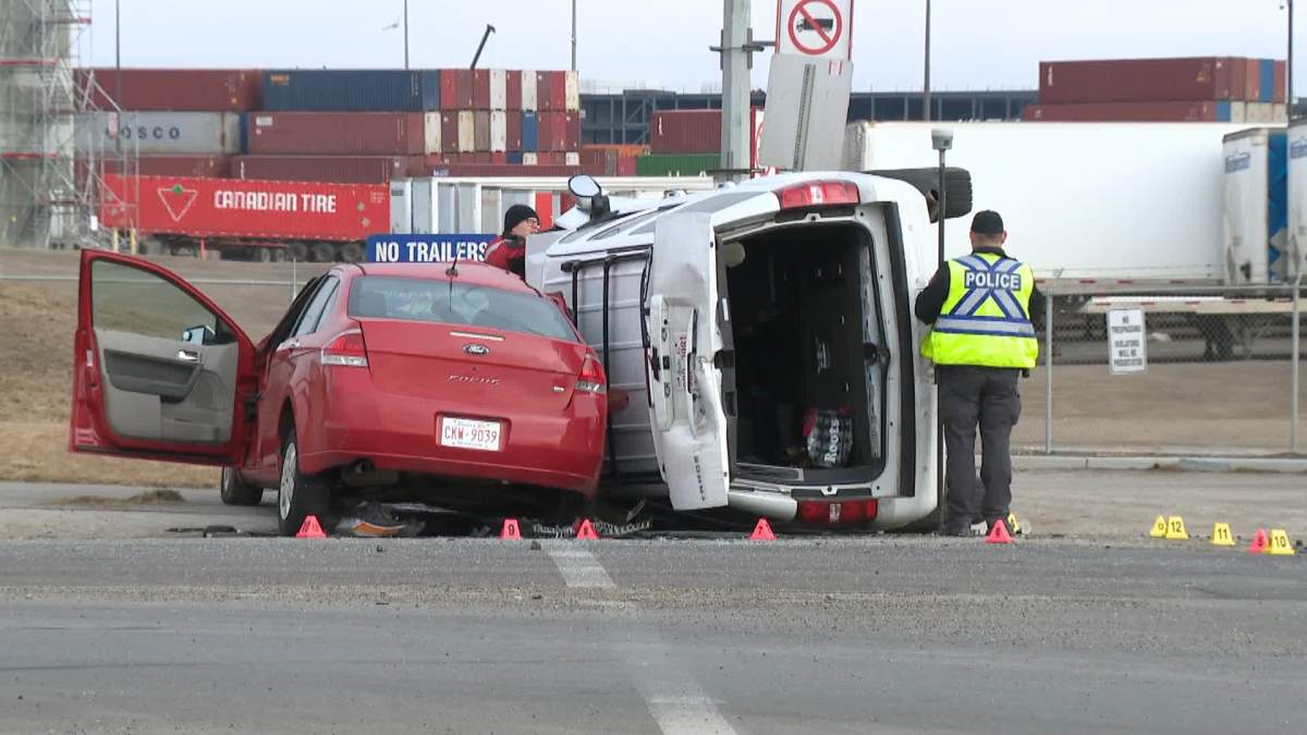 Calgary emergency crews responded to a serious crash on Monday, Feb. 14, 2022.