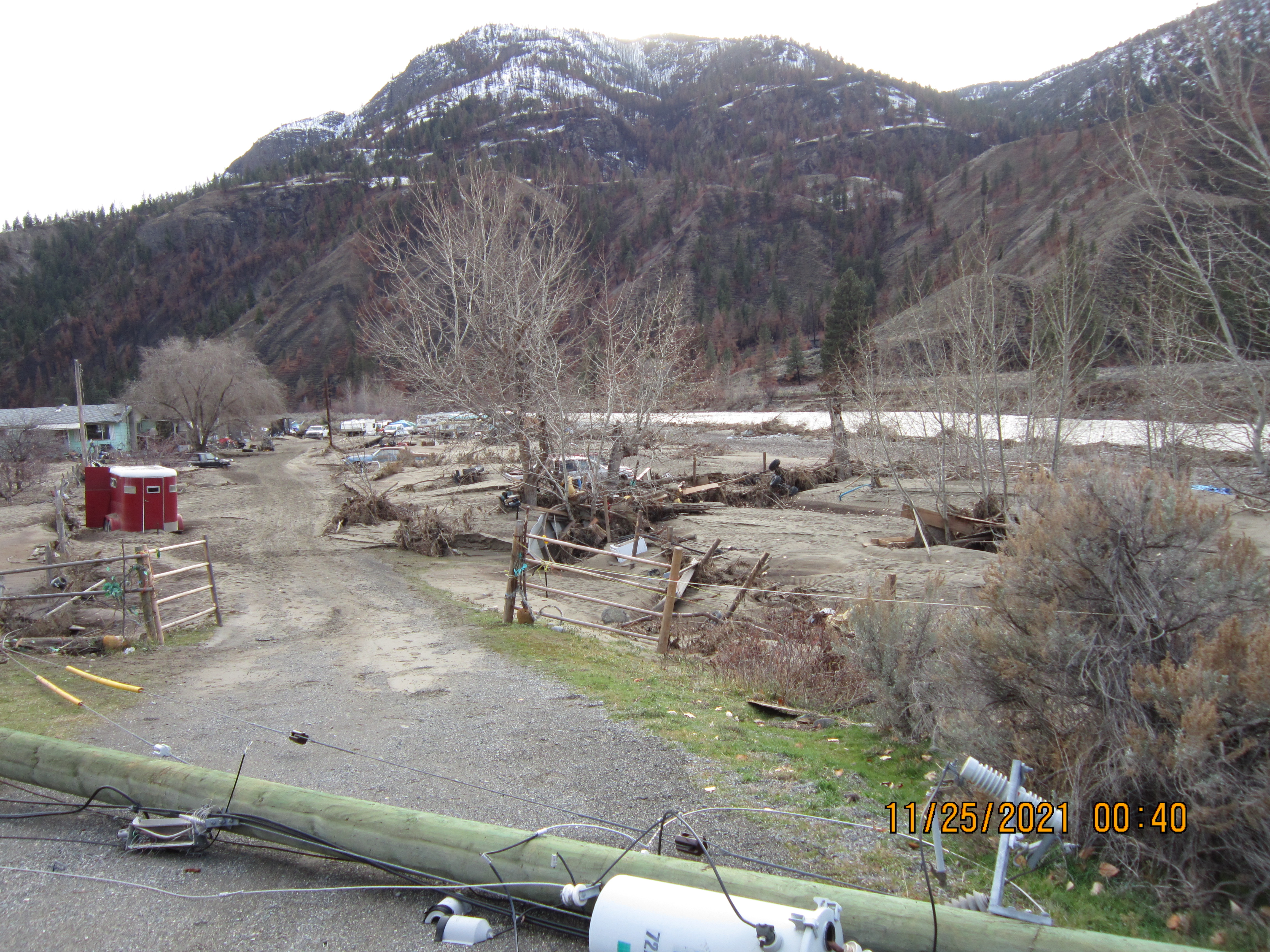 The Shackan reserve lost 88 hydro poles during the flood event. Chief Lampreau says one pole was found hundreds of miles away in Boundary Bay, near the Canada-U.S. border.