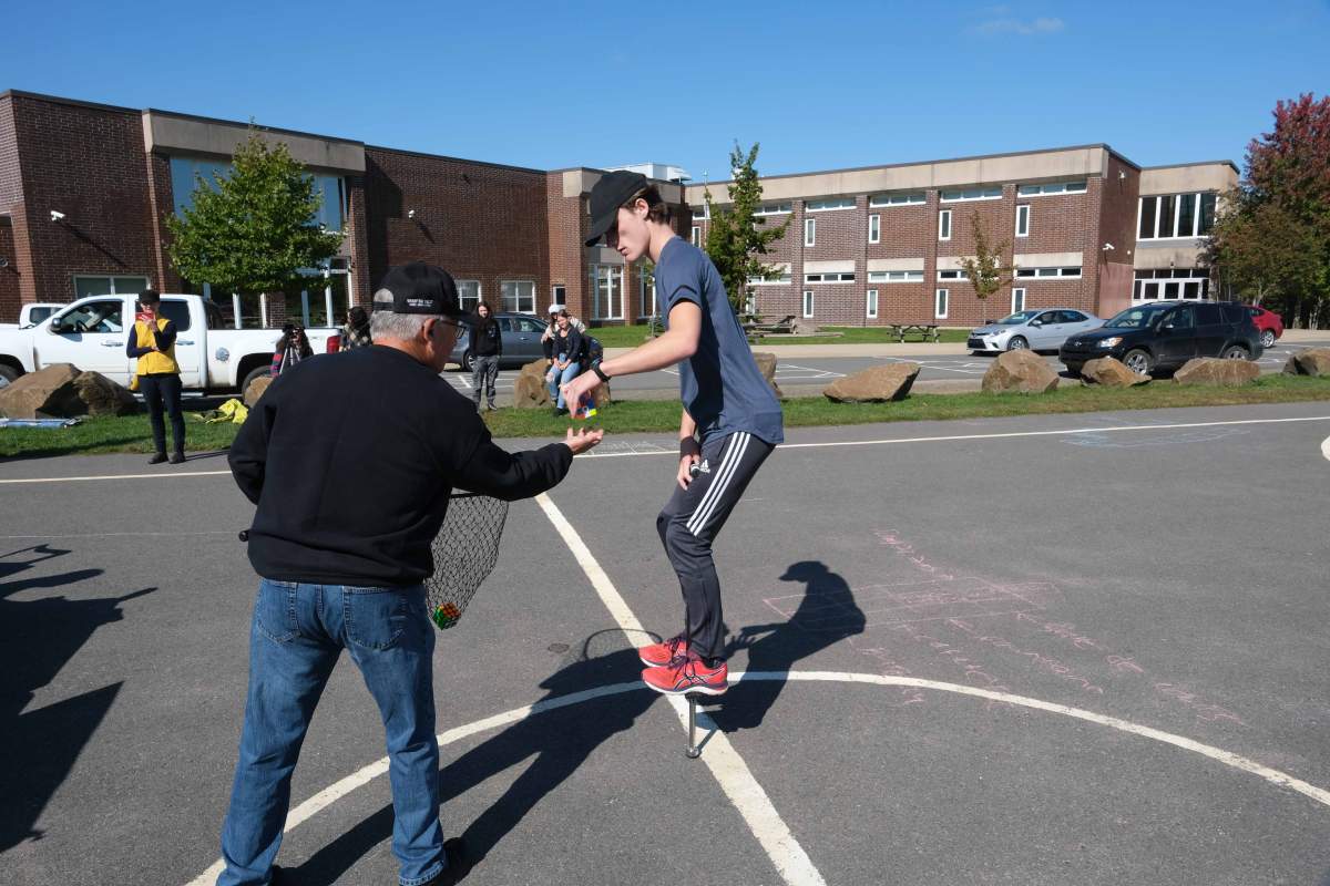Hafting managed to complete 211 Rubik’s cubes while bouncing on a pogo stick in just over an hour.