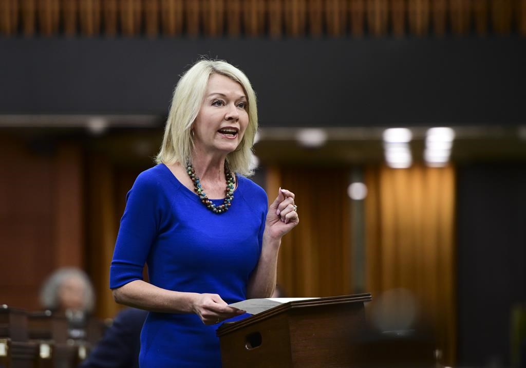 Conservative MP Candice Bergen rises during question period in the House of Commons on Parliament Hill in Ottawa on Monday, June 21, 2021. Bergen was chosen as interim leader on Wednesday and now her job is to unify the Conservative caucus. THE CANADIAN PRESS/Sean Kilpatrick.