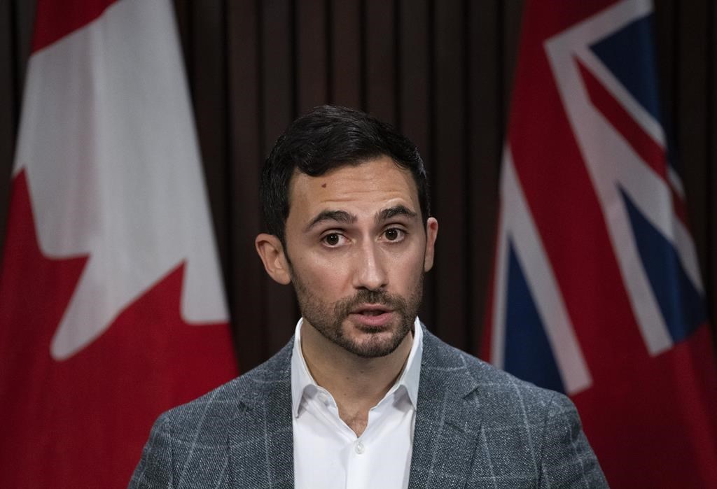 Stephen Lecce, Minister of Education for Ontario makes an announcement in Toronto on Wednesday, January 12, 2022. 