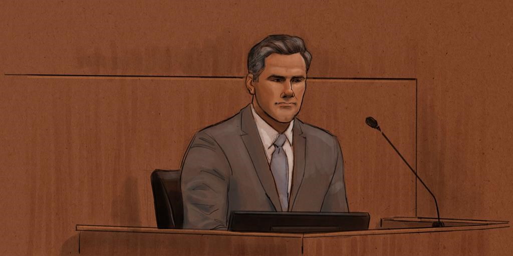 This courtroom sketch shows former Minneapolis Police Officer Thomas Lane during his trial in the killing of George Floyd in federal court in St. Paul, Minn., on Monday, Feb. 21, 2022. 