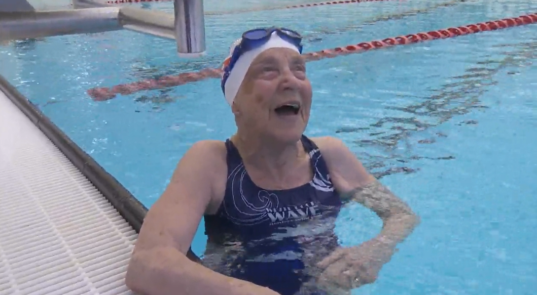 97-year-old Betty Brussel of White Rock, B.C., didn't start swimming competitively until the age of 68. She's still competing and trains at the Guildford Recreation Centre in Surrey.