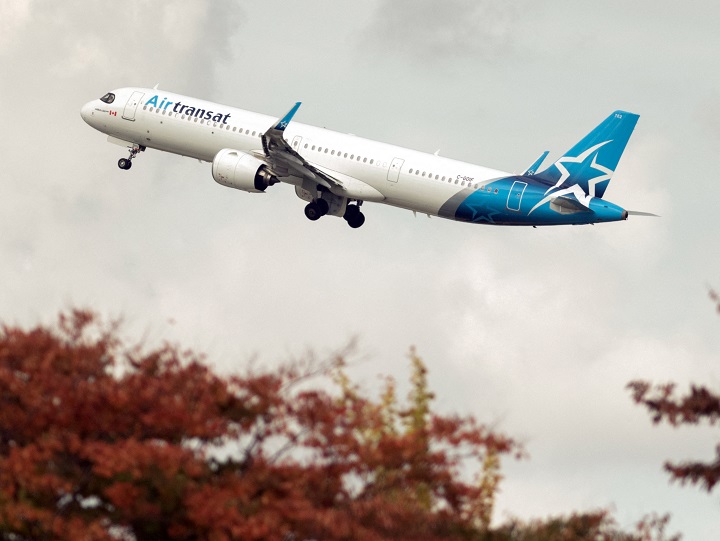 A Air Transat Airbus A350 takes off at Charles de Gaulle airport (CDG) on October 12, 2020 in Roissy-en-France, North of Paris, France. 