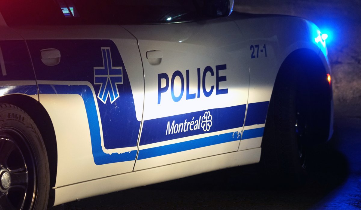 Montreal police car at an intervention in Montreal, Que., Saturday, March 20, 2021. 