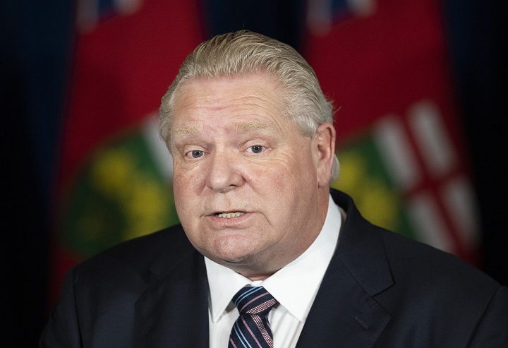 Ontario Premier Doug Ford holds a press conference at Queen’s Park in Toronto on Thursday, January 20, 2022. 