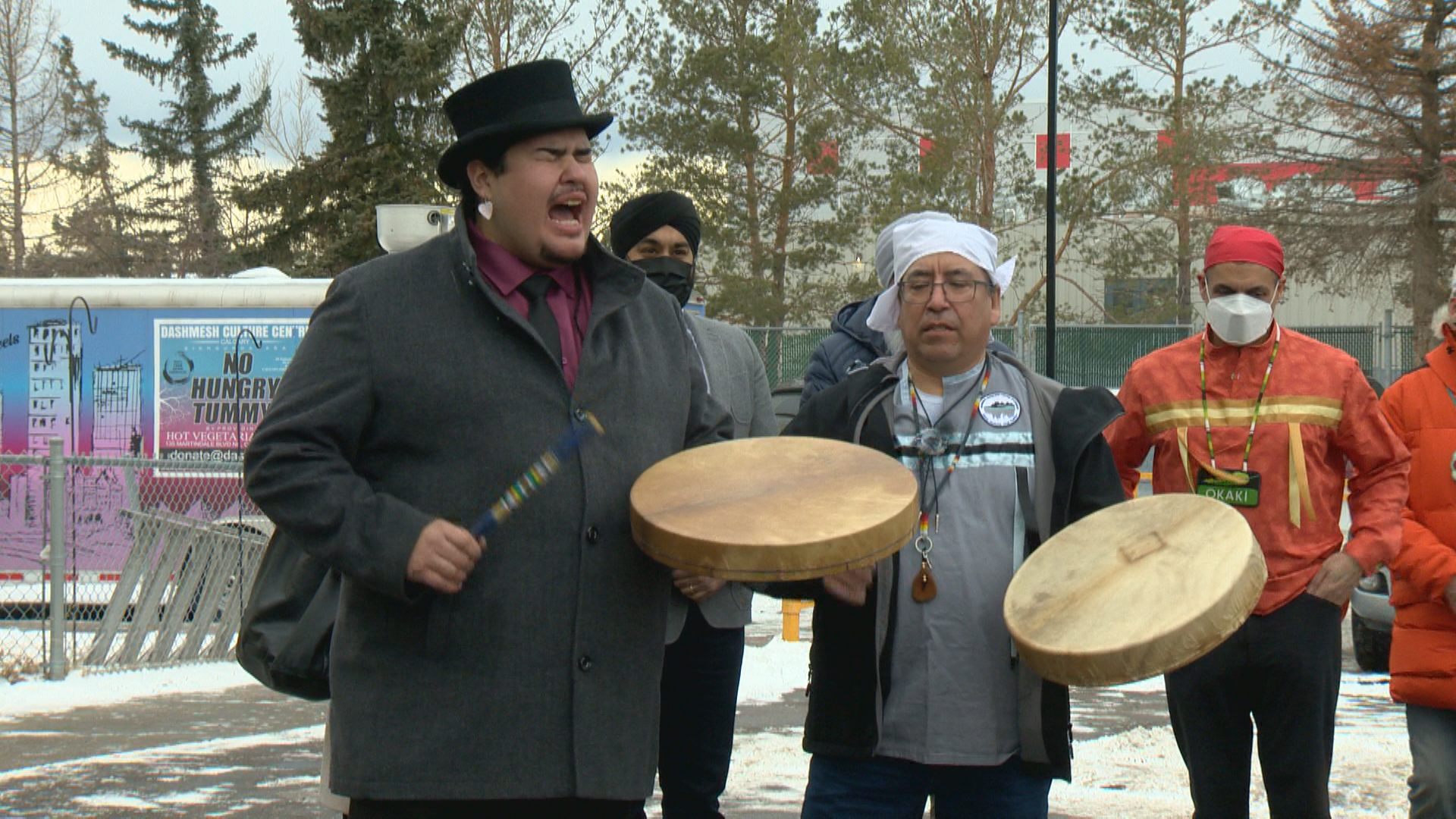 Traditional drummers at Friday event.