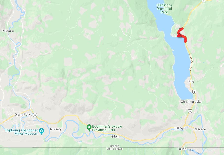 Highway 3 closure rock slide location