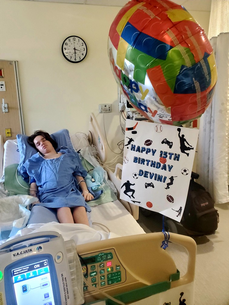 Devin Gallant in hospital