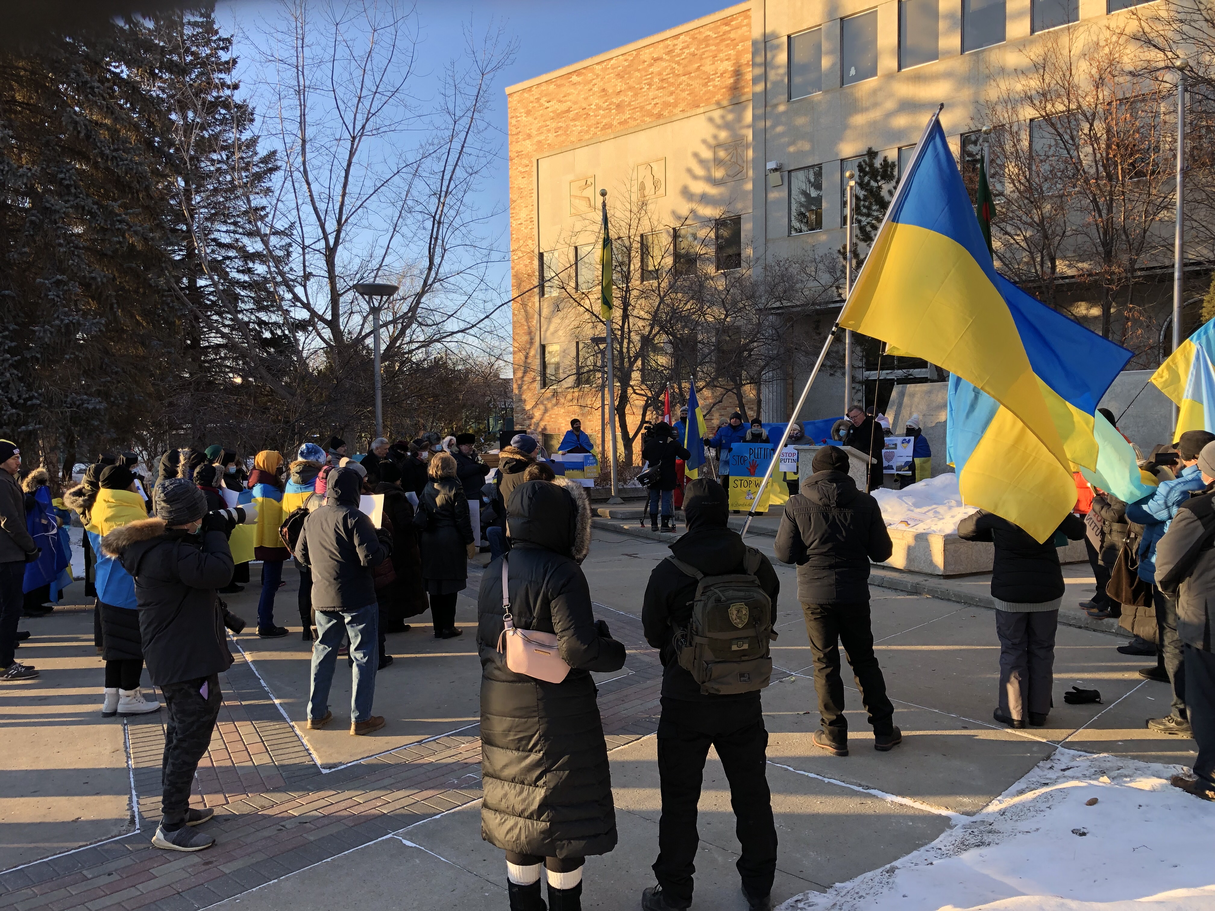 Russian 'atrocities' in Ukraine are condemned at a rally in Saskatoon