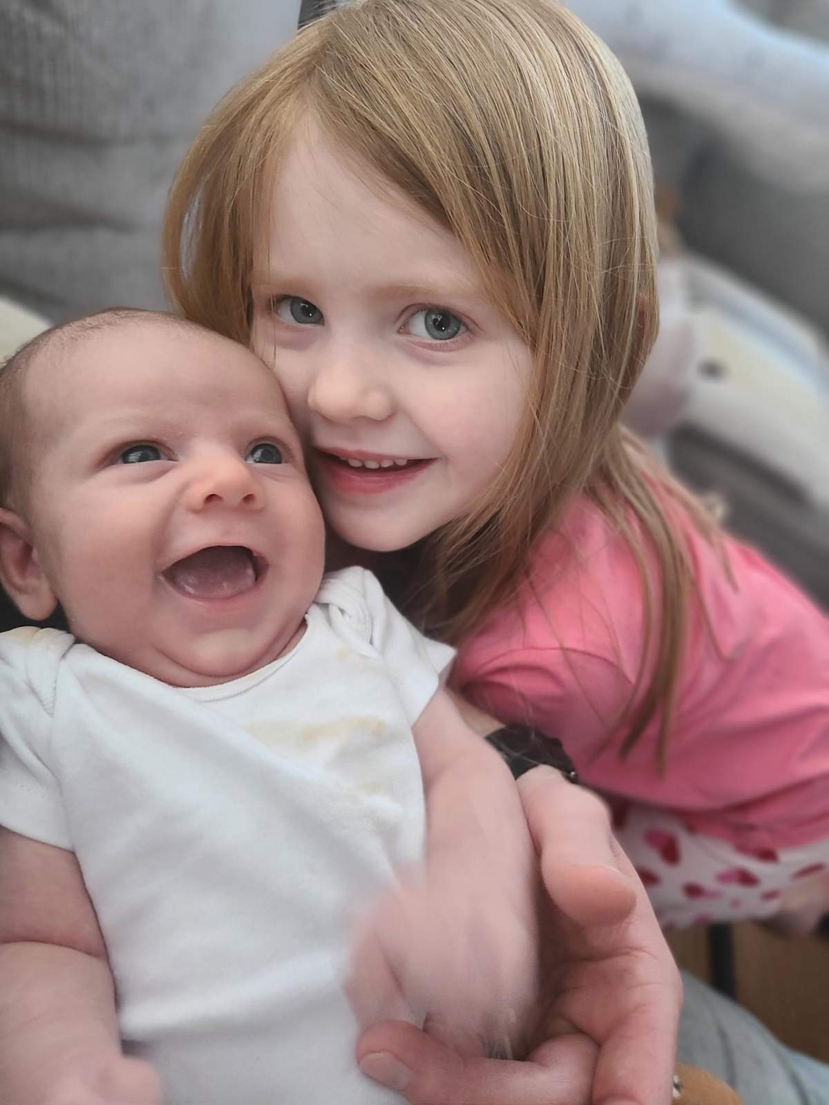 Baby Meyes and his big sister Adelaide.