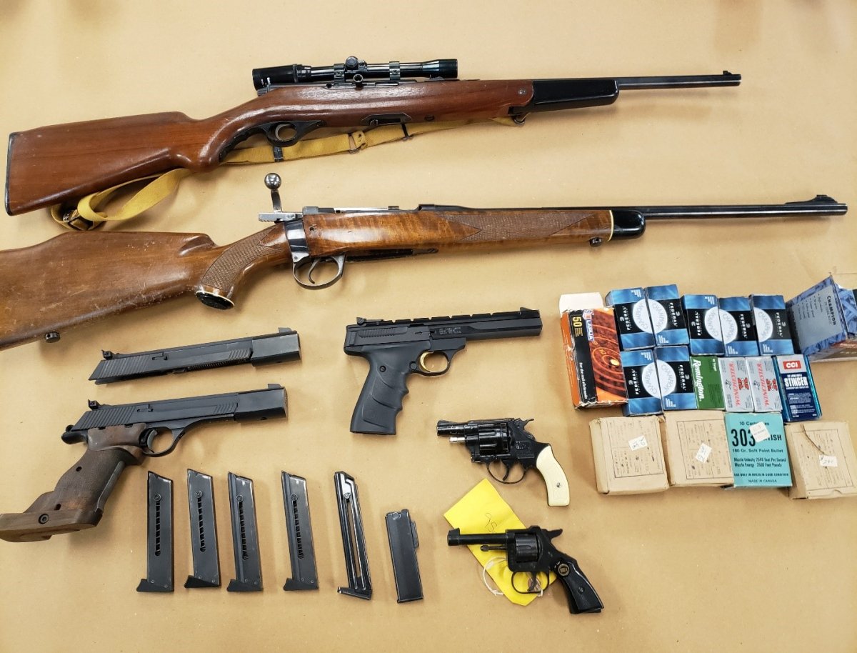London Police seized two rifles, two pistols, two handguns, a barrel and slide, and ammunition after searching a home on Hillcrest Ave. Thursday, February 10, 2022